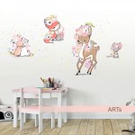 (3653f) Nálepka na stenu - Floral animals